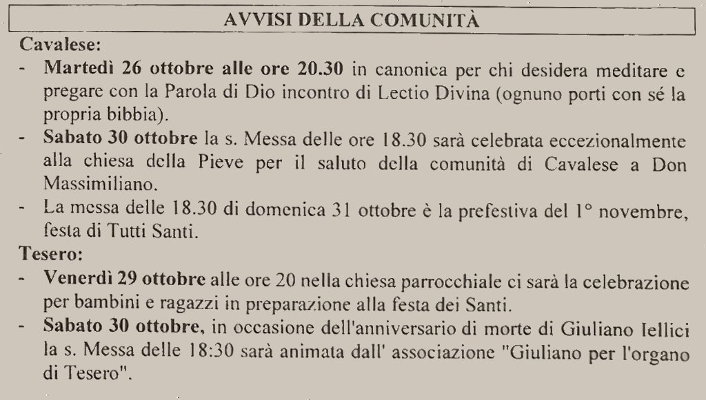 Giuliano per l'organo di Tesero. Messa del 30 ottobre 2021